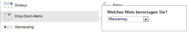 Drop-Down-Auswahl bei den Antworten